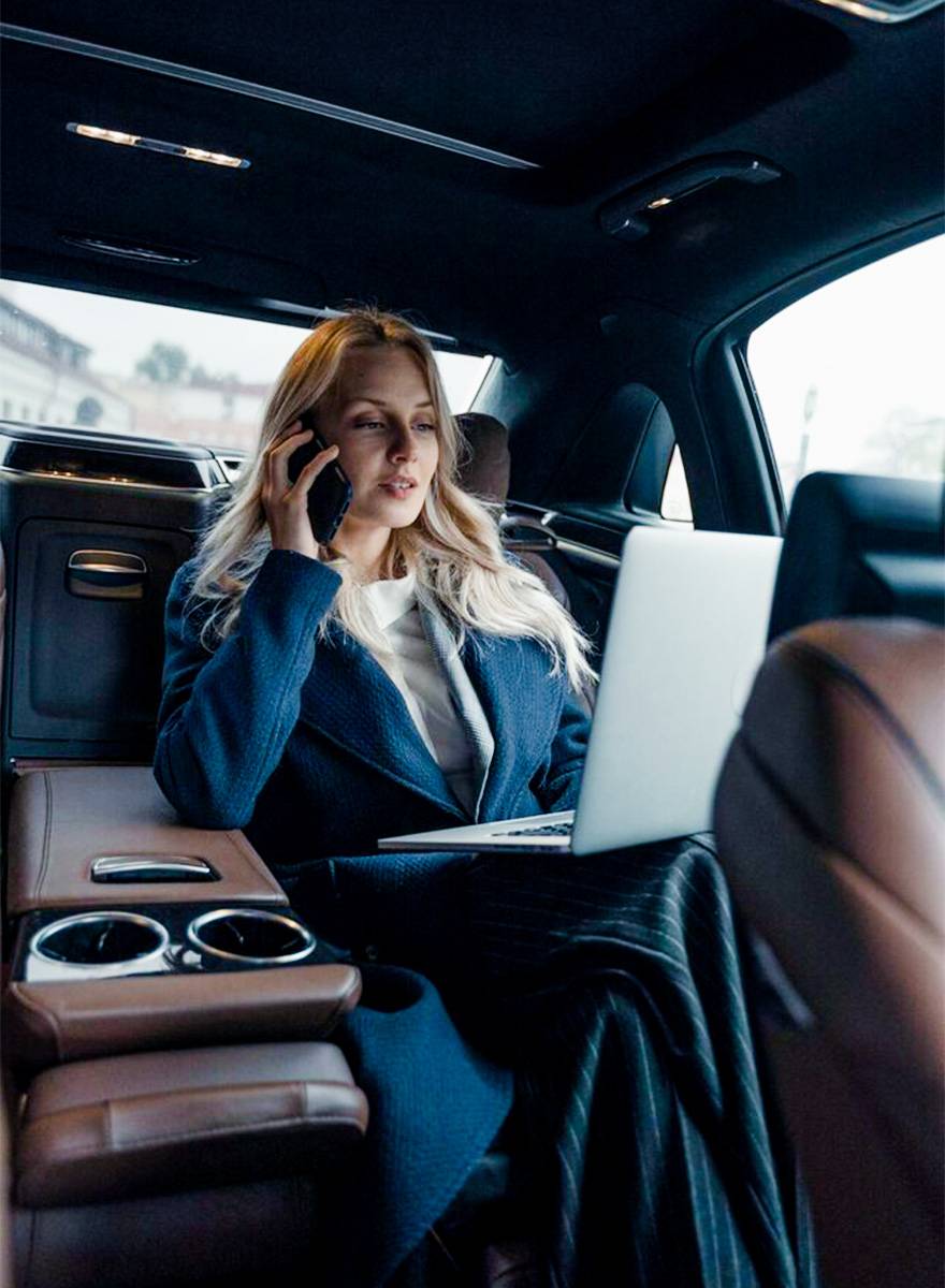 A girl sitting in the car