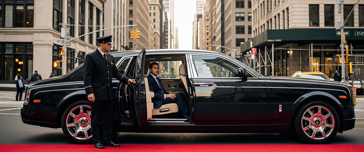 Chauffeur opening door for client – HotWheelz VIP service