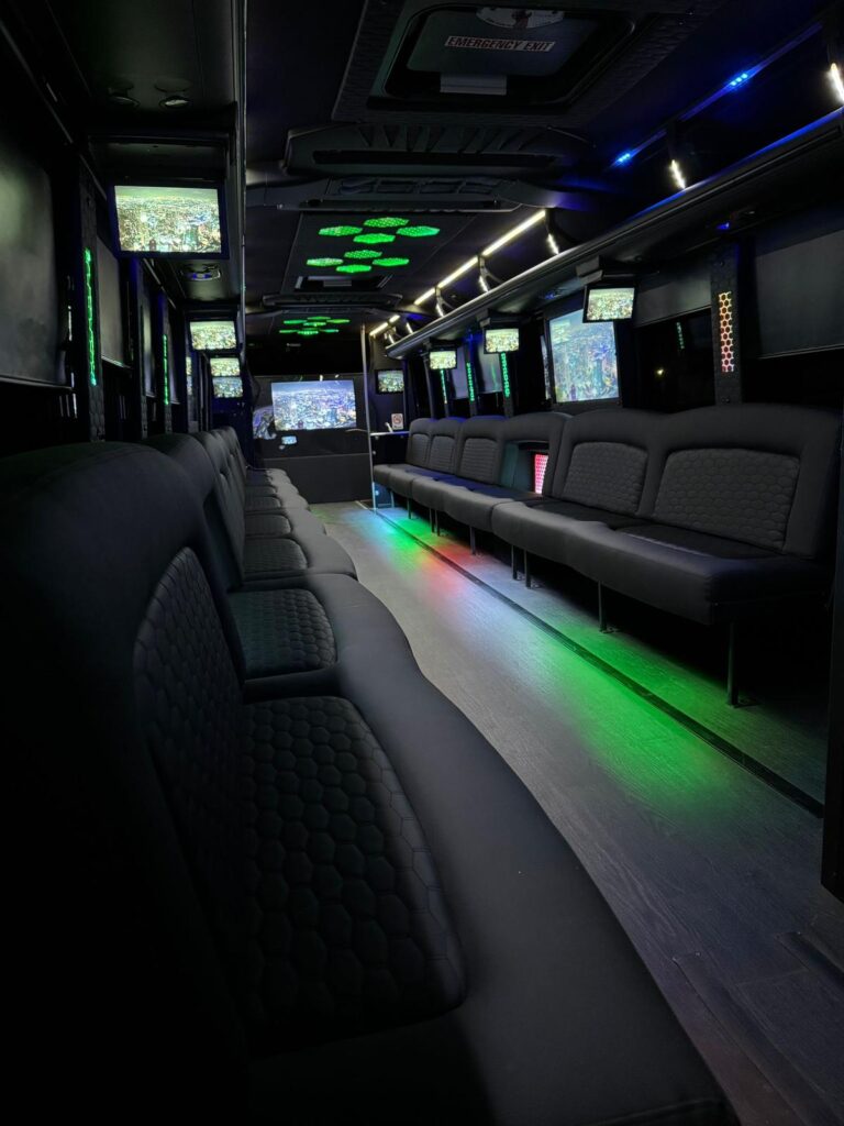 Executive limo bus interior with colorful lights – HotWheelz fleet