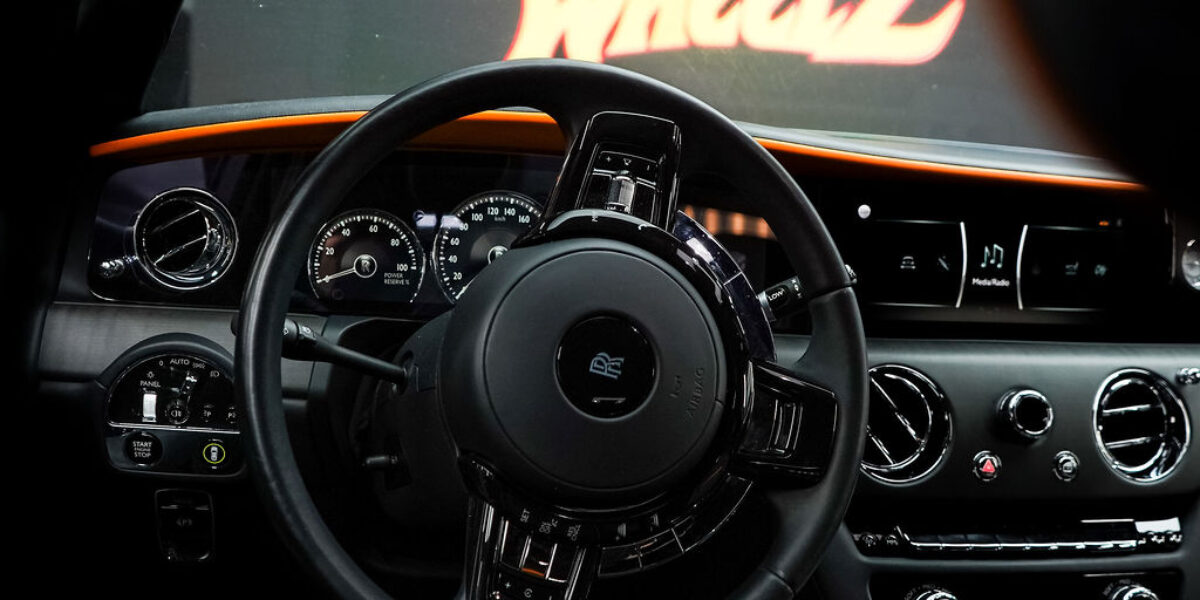 HotWheelz car dashboard with logo – luxury vehicle interior