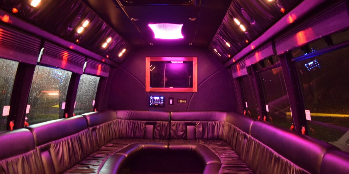 HotWheelz bus interior with ambient purple lighting